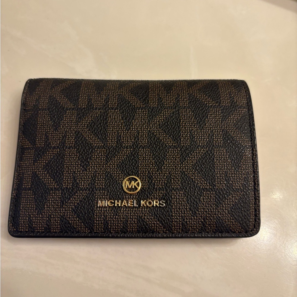 Michael Kors Signature Brown and Black Card Holder